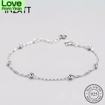 Inzatt Real 925 Sterling Silver Spacer Бусина Цепочка Браслет Минималистский Изящные Украшения Для Женщин День Рождения Аксессуары Подарок