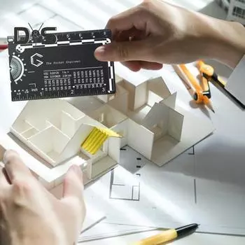 Инженерная линейка карманный инженерный транспортир масштабная линейка из нержавеющей стали метрическая дюймовая мини-мультиинструмент для инженеров архитекторов машинистов A