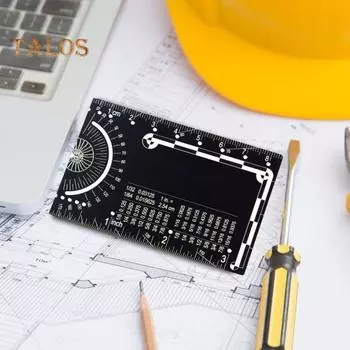 Инженерная линейка Транспортир Компас Многофункциональный карманный инструмент Метрическая дюймовая сантиметровая линейка Прецизионные технические чертежи Гаджет A