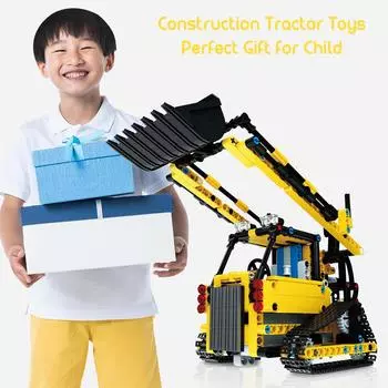 Инженерные блоки грузовика Строительство 2.4G образовательные игрушечные кирпичи дистанционное управление строительство жёлтый
