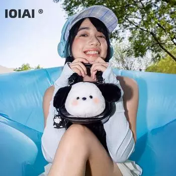 Ioiai Cute Dog Bag Women 2025 New Shoulder Portable Small Bag Good-looking Shoulder Handbag Birthday Gift Black Puppy Bag