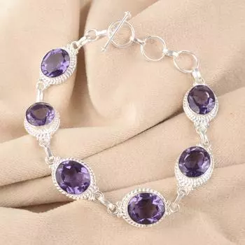 Иолит Драгоценный камень 925 Проба Серебро Ювелирные изделия Ручной работы Браслет 8,5 Для женщин Подарок RB-2-3