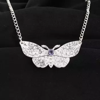 Иолит Драгоценный камень 925 Стерлинговое серебро Ювелирные изделия Подвеска Бабочка 0,7 Для женщин Подарок CP-35-4