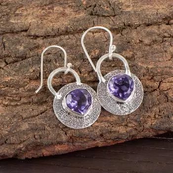 Иолит Драгоценный камень 925 Стерлинговое серебро Ювелирные изделия Ручной работы Серьги 1.30 Подарок на день рождения EE-63-9