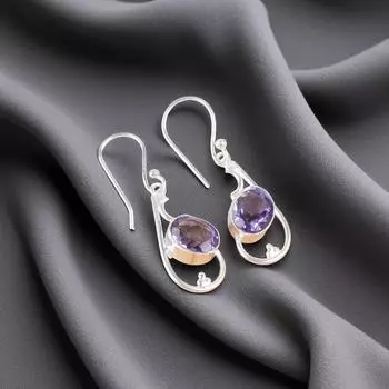 Иолит Драгоценный камень 925 Стерлинговое серебро Ювелирные изделия Ручной работы Серьги 1,60 Для женщин EE-49-2