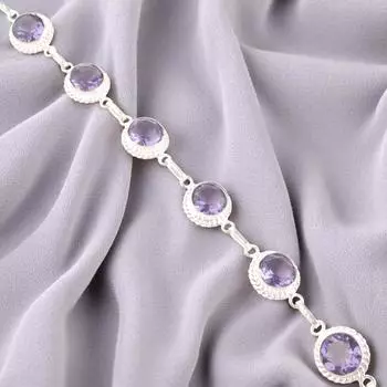 Иолит Драгоценный камень 925 Стерлинговое серебро Ювелирные изделия Ручной работы Браслет 9 Подарок для женщин RB-8-6