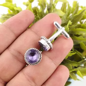 Иолит Драгоценный камень 925 Стерлинговое серебро Украшения ручной работы Мужские запонки 0,51 Для подарка CL-3-5