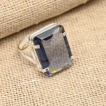 Иолит Драгоценный камень 925 Твердое кольцо из стерлингового серебра 925 пробы Ювелирное кольцо ручной работы для нее 4 синий