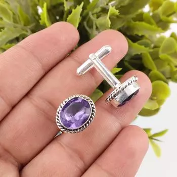 Иолит Драгоценный камень Серебро 925 пробы Ювелирные изделия ручной работы Запонки Подарок на годовщину CL-1-14