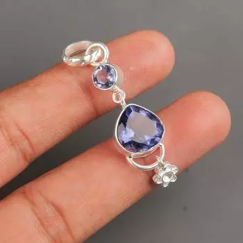 Иолит Драгоценный камень Серебро 925 пробы Ювелирные изделия Ручной работы Подвеска 2,00 Для свадьбы PP-5-3