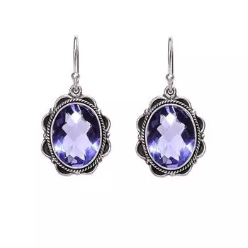 Iolite 925 Sterling Silver Earring V331, Vivid Blue Earring, Oval Earring, Valentin s Day Gift, Gift For Her, Birthday Gift, Handmade Jewelry, Silver
