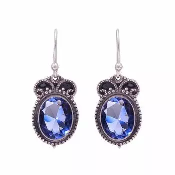 Iolite 925 Sterling Silver Earring V8869, Vivid Blue Earring, Oval Earring, Valentin s Day Gift, Gift For Her, Birthday Gift, Handmade Jewelry, Silver