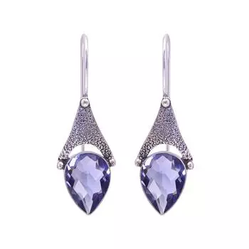 Iolite 925 Sterling Silver Earring V9003, Vivid Blue Earring, Pear Earring, Valentin s Day Gift, Gift For Her, Birthday Gift, Handmade Jewelry, Silver