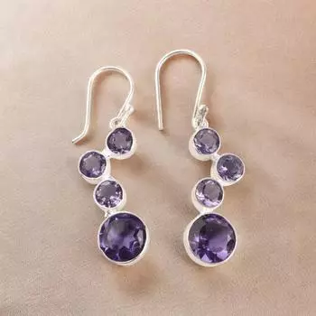 Iolite Gemstone 925 Sterling Silver Handcrafted Jewelry Women Earrings For Gift EE-161-4