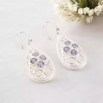 Iolite Gemstone 925 Sterling Silver Handmade Jewelry Earrings 2.25 Gift For Mom CE-17-5