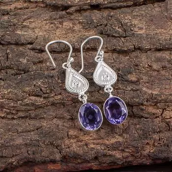 Iolite Gemstone 925 Sterling Silver Handmade Jewelry Earrings1.70 Gift For Her EE-8-4