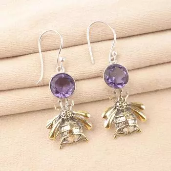 Iolite Gemstone 925 Sterling Silver Jewelry Handcrafted Drop/Dangle Earrings 2 EE-154-12
