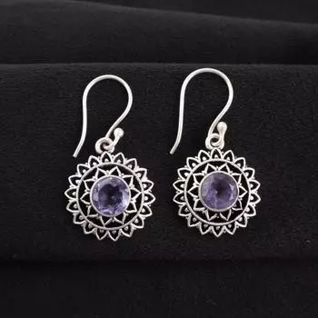 Iolite Gemstone 925 Sterling Silver Jewelry Handmade Drop/Dangle Earrings 1.57 CE-19-11