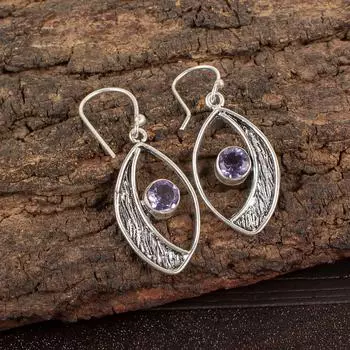 Iolite Gemstone 925 Sterling Silver Jewelry Handmade Drop/Dangle Earrings 1.60 EE-61-9
