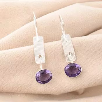 Iolite Gemstone 925 Sterling Silver Jewelry Handmade Earrings 1.9 Gift For Wife EE-168-14