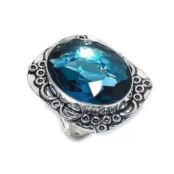 Iolite Quartz Gemstone Handmade 925 Sterling Silver Jewelry Ring Size 9 V1Q74