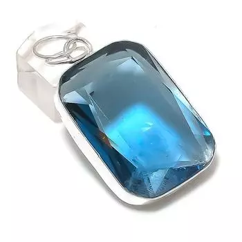 Iolite Quartz Gemstone Handmade Copper Jewelry Pendant 2.05 q9E18