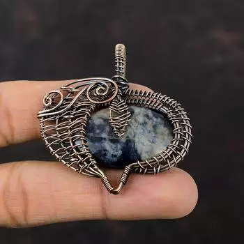 Iolite Sunstone Pendant Copper Wire Wrapped Top Quality Gemstone Pendant Copper Jewelry Handmade Pendant Wire Wrapped Jewelry Gift For Women