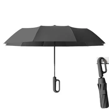 IOLOYU складной автоматический складной зонт для солнечной или дождливой погоды, портативный кольцевой легкий супер перевернутый большой прочный складной зонт для