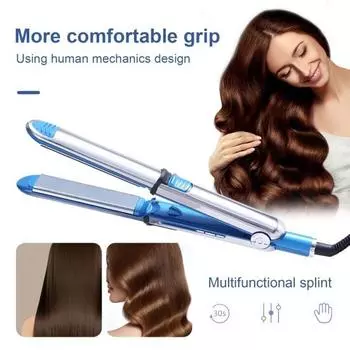 Ионные щипцы для завивки волос, экономия времени, 5 настроек температуры, укладка стойких волн, прямые выпрямители для волос двойного назначения US Plug синий