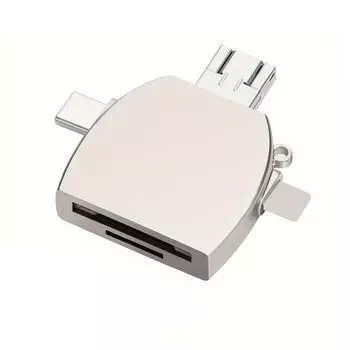 IOS Multi-Function 5 in 1 Card Reader Type C SD Card Reader for Phone/Laptop/SD/TF Card серебряный