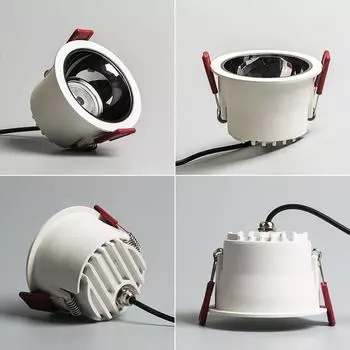 IP65 Водонепроницаемый светодиодный светильник Downlight 7W12W15W/18W24W30W Светодиодный потолочный светильник Внутреннее наружное освещение для ванной комнаты/балкона AC110V/220V 7W&Warm White чёрный