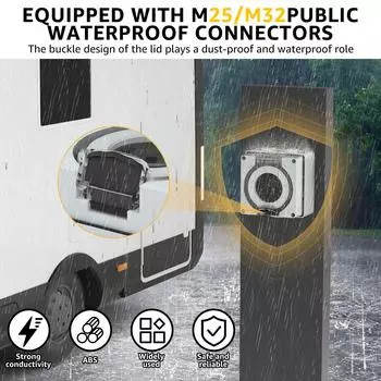 IP66 водонепроницаемая 50-амперная розетка для автофургона, многофункциональная панель розеток для автофургона с пылезащитным чехлом для кемпера-трейлера