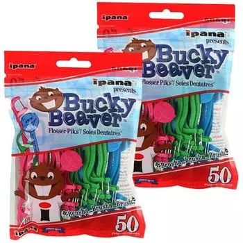 ipana Bucky Beaver детская зубная нить, 50 шт., 2 шт.