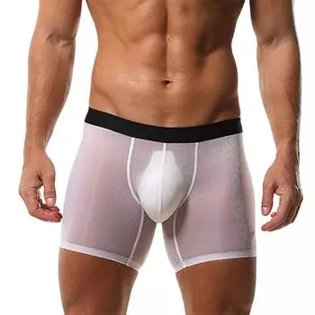 IPC Silk See Through Мужские длинные трусы-боксеры Ультратонкие удобные дышащие сексуальные трусики M чёрный