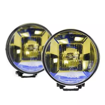 Противотуманная фара IPF H3 круглая, галогенная, диаметр 166 мм, желтая, набор из 2 шт., для гибридного распределения света 12 В, золотая линза (Вождение и наблюдение) Внедорожник S-9681 чёрный