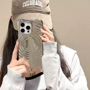 iPhone15 Magnetic Wave Pattern Electroplated Protective Case for Apple 14Promax, 13 Solid Color Cover iPhone13