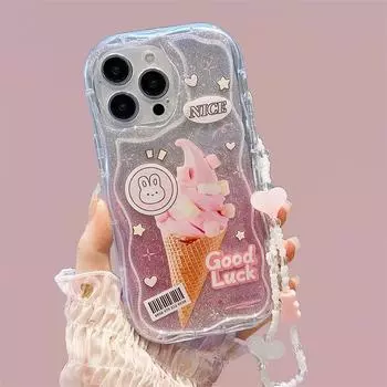 iPhone 11 Pro Max/14/13 Pro Cream Pattern Mobile Case with Bracelet by Zhitai 15 Pro Max