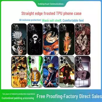 iPhone 15 Black TPU Case with Japanese Anime Painting, One Piece Pattern Apple 13 MINI