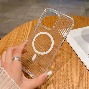 iPhone 15 Summer Corrugated Soft Case: Magnetic, Heat Dissipating, Compatible with 12, 13 Pro Max, 14 - Transparent iPhone 13 Pro