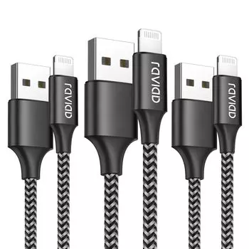 iPhone Charging Cable Lightning Cable 2M Set of 3 Lightning Cable RAVIAD iPhone Charging Cable Fast Charging iPhone Charging Cord iPhone Cable