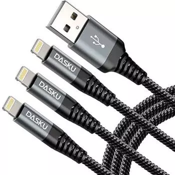 iPhone Charging Cable Lightning Cable 3M Set of 3 Lightning Cable Fast Charging Cable Heavy Duty Braided Nylon iPhone Charging Cable Flexible USB High