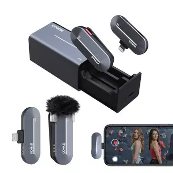 iPhone штыревой микрофон SYNCO P1SL MFI громкость шум для iPhone микрофон видео хороший звук совместимый с удобным для беспроводного штыревого микрофона iPhone синий
