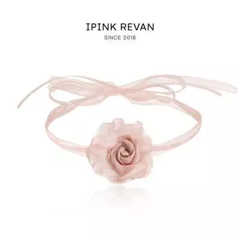 Ipink Pink Rose Ribbon Choker Bows Necklace Female Fancy Clavicle Chain Holiday Accessories CHOKER