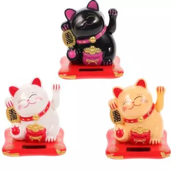 iplusmile 3 шт. Кукла-болванчик Lucky Cat, движущаяся на солнечной батарее, машинка Lucky Cat, автоматическая движущаяся на солнечной батарее, милая электрическая правая рука Lucky Cat