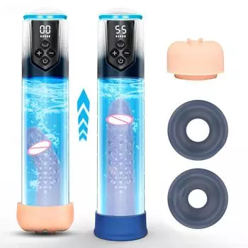 IPX7 Насос для увеличения пениса Электрический вакуумный насос с 5 уровнями сосания Водонепроницаемая секс-игрушка Мужской мастурбатор Тренажер для мужчин Pump+Silicone ring