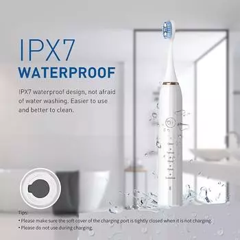 IPX7 Водонепроницаемая электрическая зубная щетка Модернизированная электрическая зубная щетка Sonic Ультразвуковая умная зубная щетка Сменная электрическая портативная зубная щетка розовый