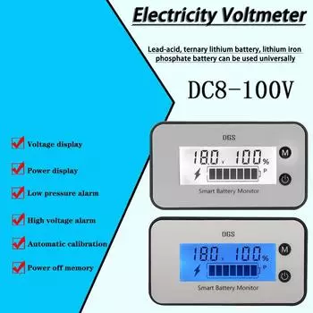 IPX7 Водонепроницаемый DC 7 В-100 В Индикатор емкости аккумулятора Процент заряда Свинцово-кислотная тройная железная литиевая батарея Автомобильный датчик напряжения белый
