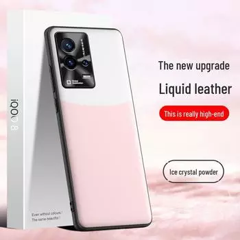 iQOO8 Liquid Leather Protective Case: Anti-fall & Anti-fouling, One-piece Ship Available. iQOO8 оранжевый/белый