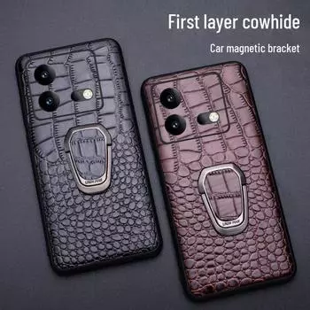 iQOO Neo8/Neo8Pro Crocodile Pattern Genuine Leather Case with Stand iQOO Neo 9 красный