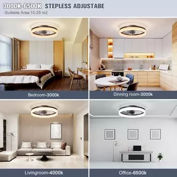 IRALAN 19.7 Ceiling Fans with Lights, 6 Speeds, Reversible, LED Dimmable, 3 Color Temperature Optional,DC Motor,Minimalist белый